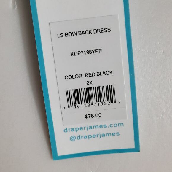 Draper James RSVP LS Bow Back Dress Tartan Plaid 2X Holiday 3/4 Sleeve NWT - Picture 7 of 10